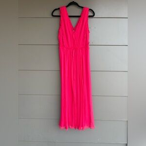 NWT Jason Wu V-Neck Ruffle Insert Pink Silk Midi Dress